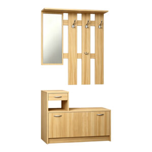 431 000002 1 Entrance unit Jentia Argos The Classic with mirror sonoma MDF 100x24x186cm