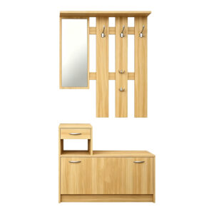 431 000002 2 Entrance unit Jentia Argos The Classic with mirror sonoma MDF 100x24x186cm