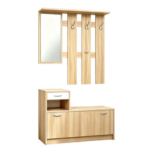 431 000003 1 Entrance unit Jentia Argos The Classic with mirror sonoma with white MDF 100x24x186cm