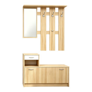 431 000003 2 Entrance unit Jentia Argos The Classic with mirror sonoma with white MDF 100x24x186cm