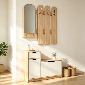 Entrance unit Kenty Argos The Classic with mirror sonoma with white MDF 100x28x110cm