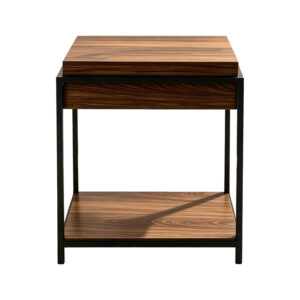 431 000008 2 Side table Odar Argos The Classic with storage space walnut MDF with black metal 51x51x60cm