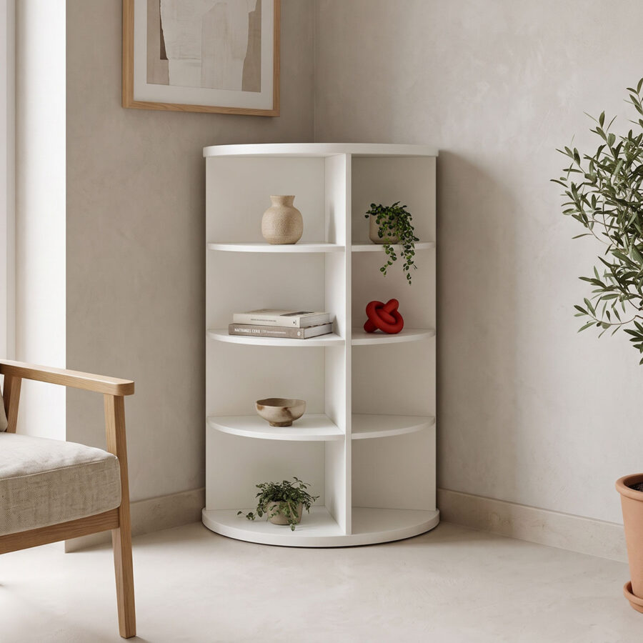 Corner shelf Benzal white MDF 80x30x120cm