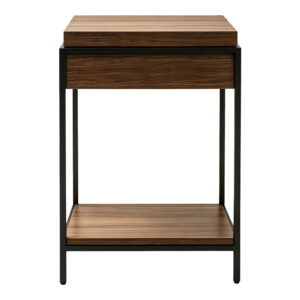 431 000012 2 Console table Odar Argos The Classic with storage space walnut MDF with black metal 63x63x80cm