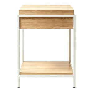 431 000013 2 Console table Odar Argos The Classic with storage space sonoma MDF with white metal 63x63x80cm