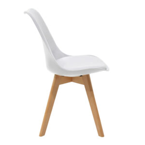 Chair Gaston Argos The Classic PP and PU color white with wooden legs in natural finish 43x51x75cm