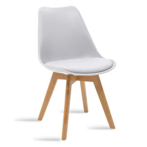 Chair Gaston Argos The Classic PP and PU color white with wooden legs in natural finish 43x51x75cm