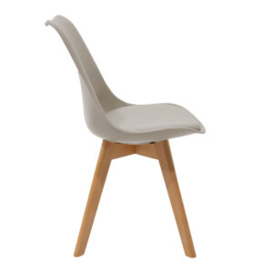 Chair Gaston Argos The Classic PP and PU color grey with wooden legs in natural finish 43x51x75cm