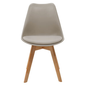Chair Gaston Argos The Classic PP and PU color grey with wooden legs in natural finish 43x51x75cm