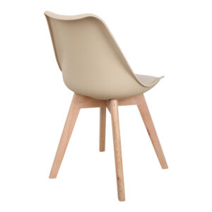 Chair Gaston Argos The Classic PP and PU color taupe with wooden legs in natural finish 43x51x75cm